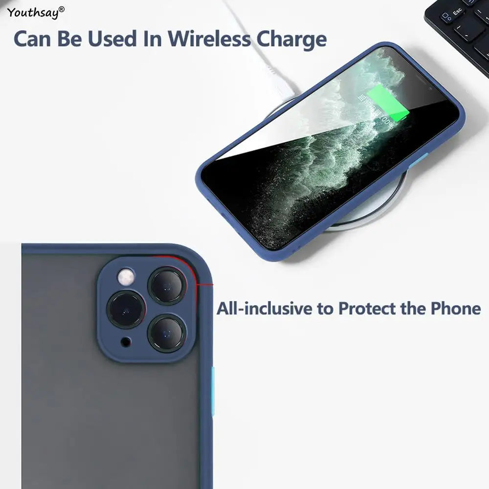 iPhone 16e Matte Case - Translucent Hard PC Back with Soft TPU Edge Protective Cover
