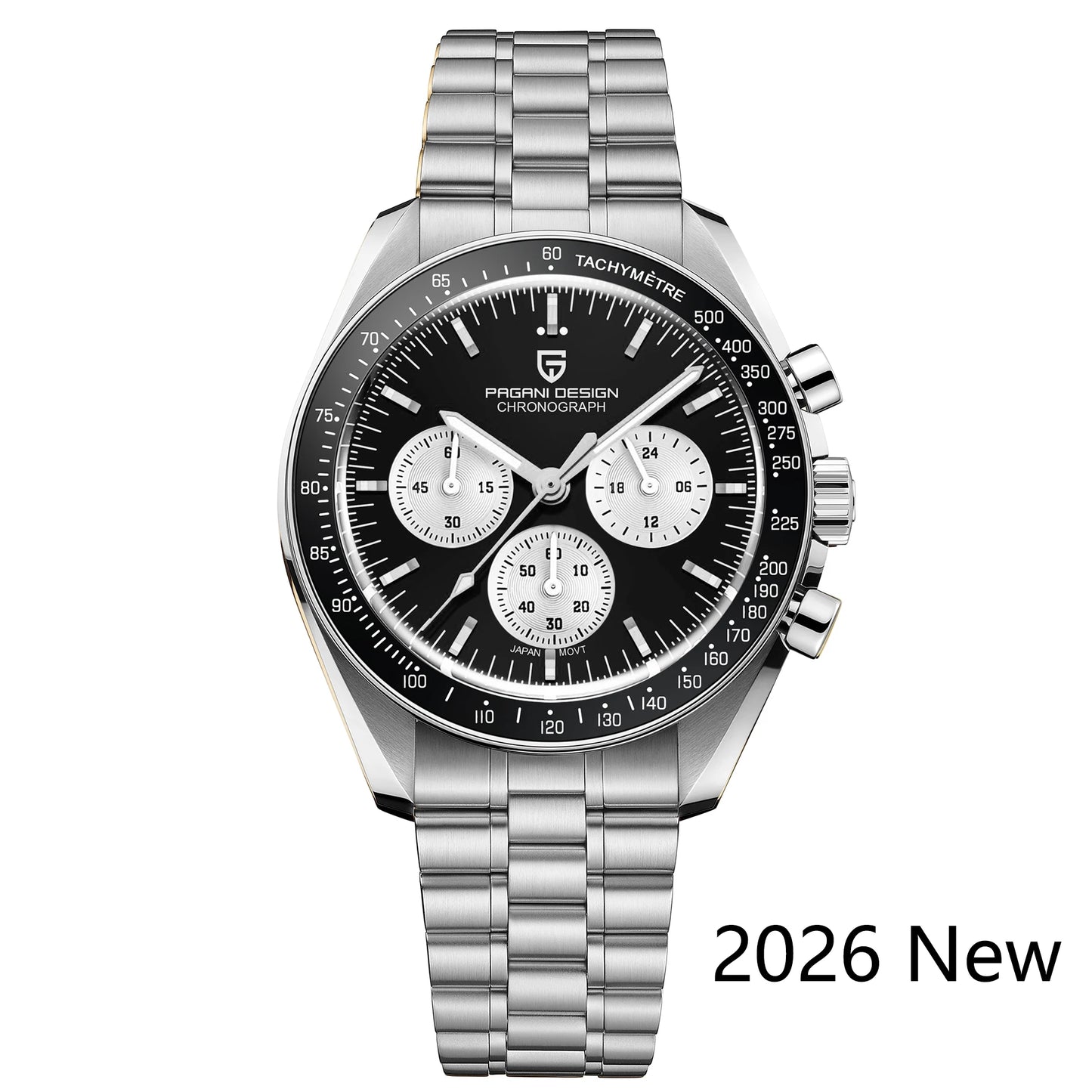 PAGANI DESIGN 2026 Men’s Luxury Quartz Chronograph Watch – AR Sapphire Crystal, Auto Date Speed Wristwatch