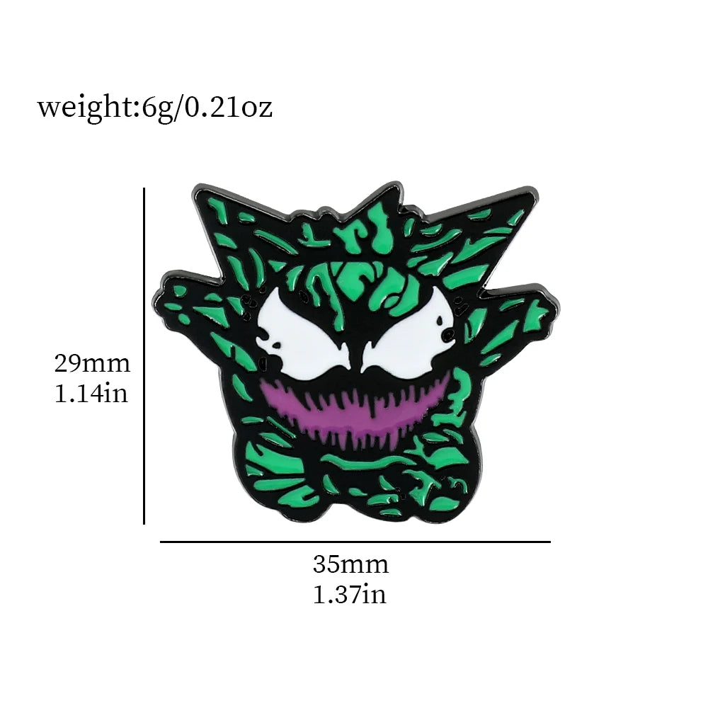 Gengar Cartoon Enamel Brooch — Anime Lapel Pin for Backpack Accessories, Fan Collection & Jewelry Gift