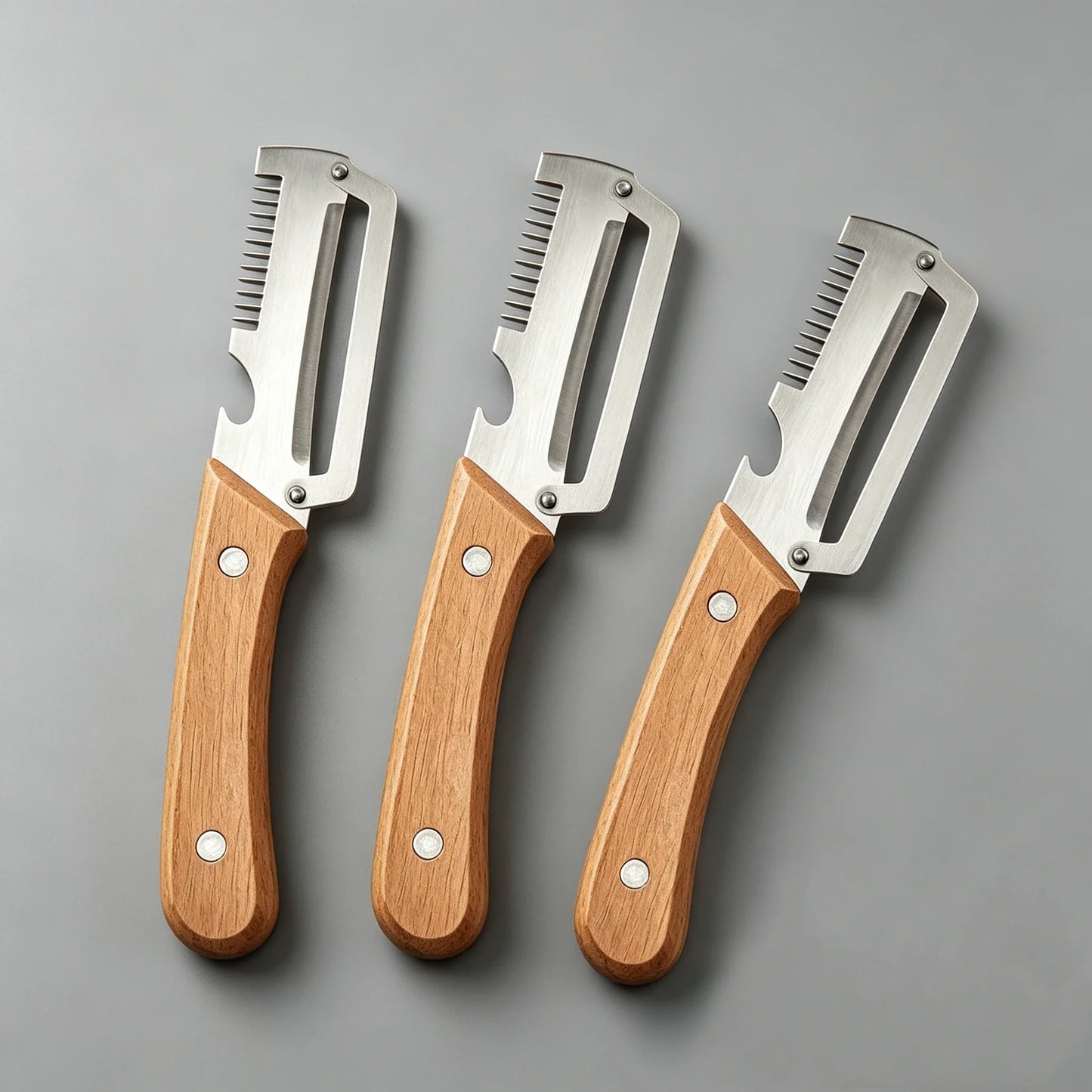 Stainless Steel Vegetable Peeler with Wooden Handle β Durable Fruit & Veg Slicer Tool for Smooth Peeling