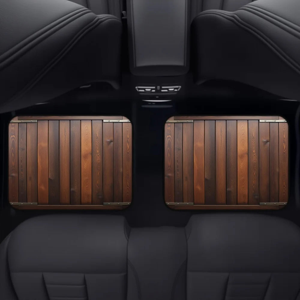 4-Pack Vintage Wood Grain Car Floor Mats - Heavy-Duty SUV, Pickup Truck & Trunk Liners