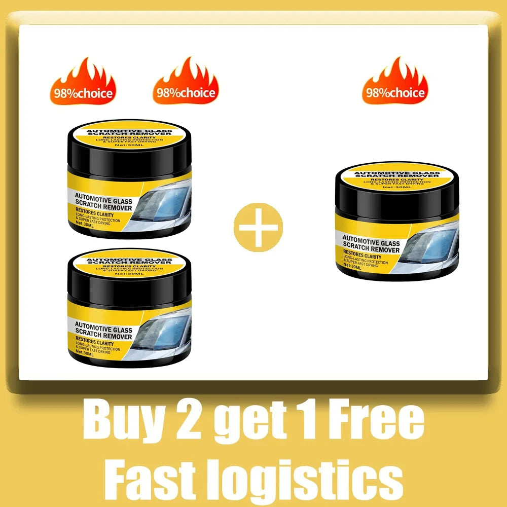 Car Glass Polishing Compound - Windshield Scratch Repair & Mirror Restoration Paste for Glass Brightening