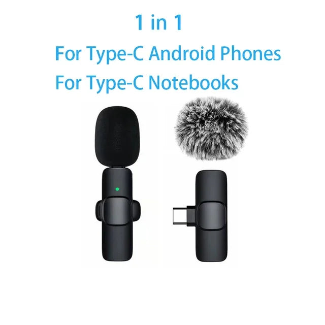 Wireless Lavalier Microphone - Mini Noise-Canceling Clip-On Mic for iPhone, iPad & Android Vlogging