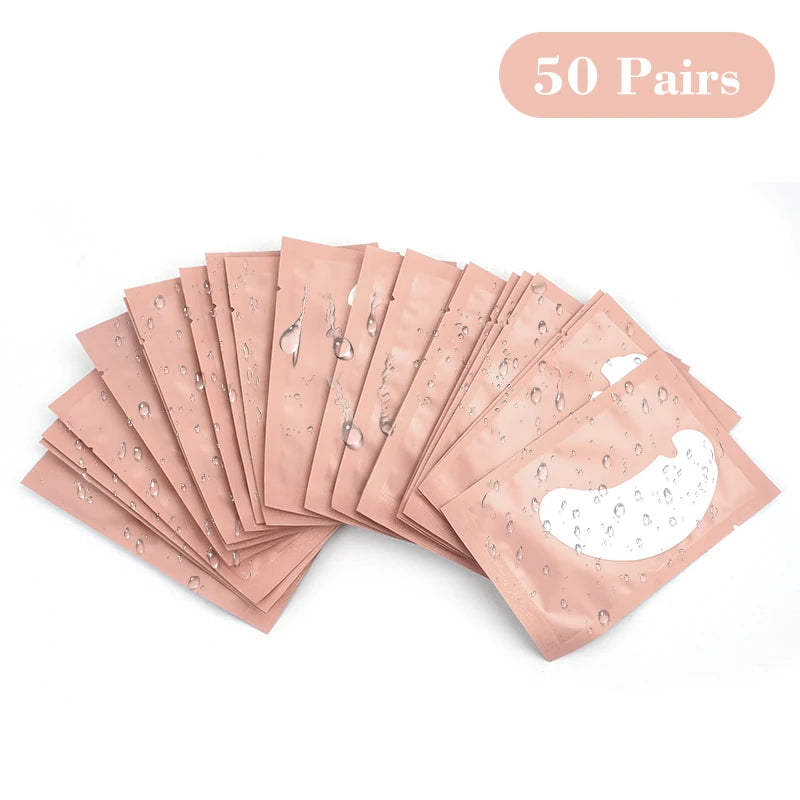 50 Pairs U-Shaped Hydrogel Eye Pads β Eyelash Extension Gel Patches for Lashes & Makeup