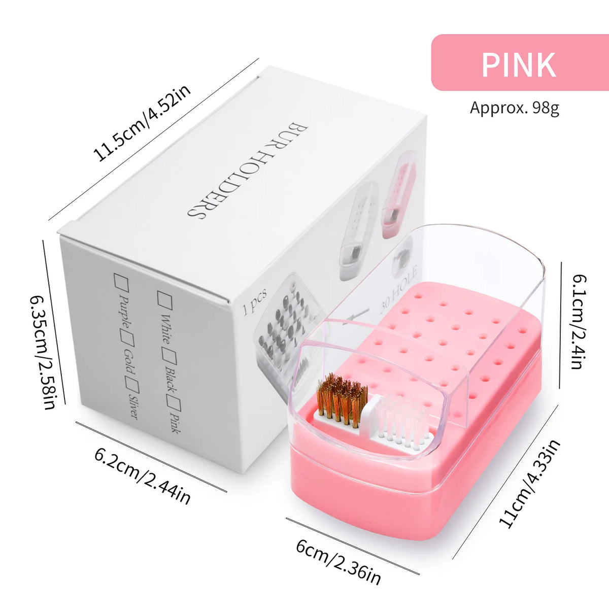 Nail Drill Bit Organizer Box - 30-Slot Acrylic Dustproof Storage Case for Nail Art Supplies