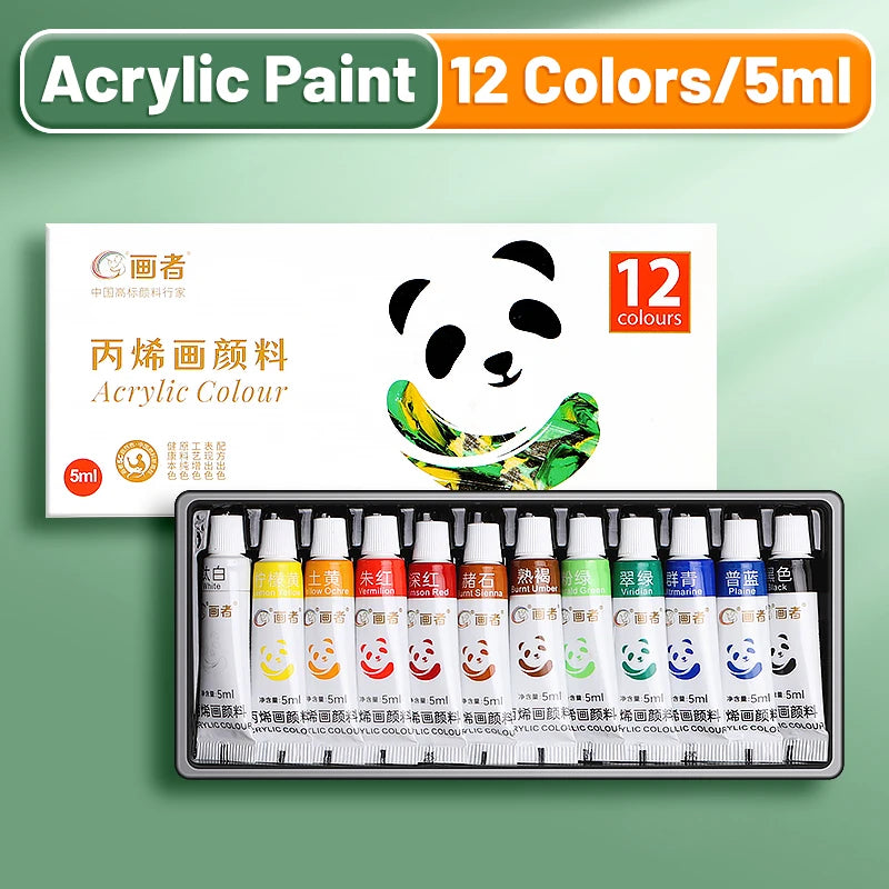 12-24 Color Acrylic Paint Set - Waterproof Rich Pigment Art Paints for DIY Crafts, Canvas, Rock and Creative Drawing