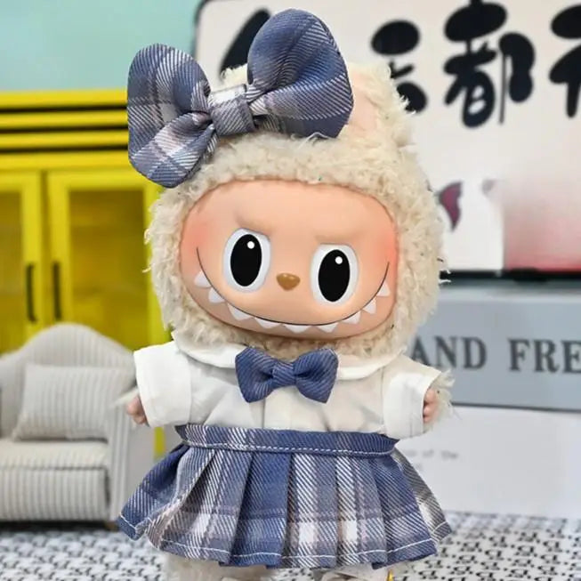 Mini Doll Clothes & Accessories – 15-17cm Labubu & 10cm Cotton Dolls, Sweet Strap Skirt with Leather Shoes