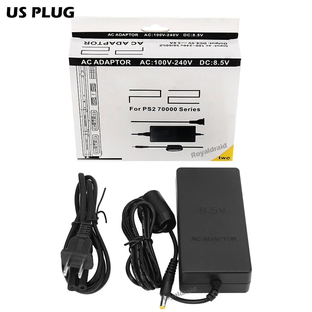 New Power Supply for PS2 Slim – Replacement AC Adapter Charger, 100-240V, DC 8.5V for 70000 Console (EU/US Plug)