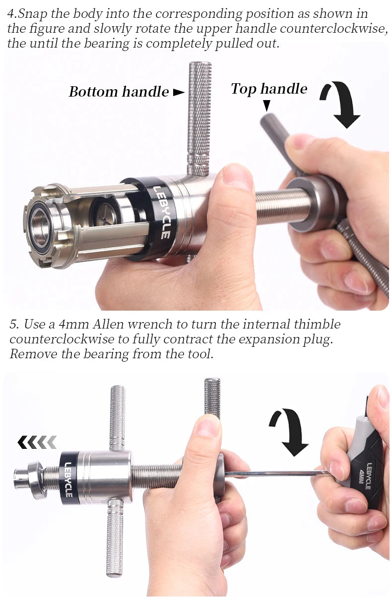 LEBYCLE Bike Hub Bearing Removal Tool — MTB & Road Bicycle Hub Tower Puller for Hub Repair