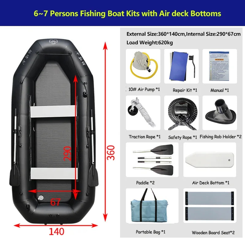 Professional Inflatable Dinghy Raft β Tear-Resistant Foldable Rowing Boat for Adults, Kayak, Canoe & Fishing