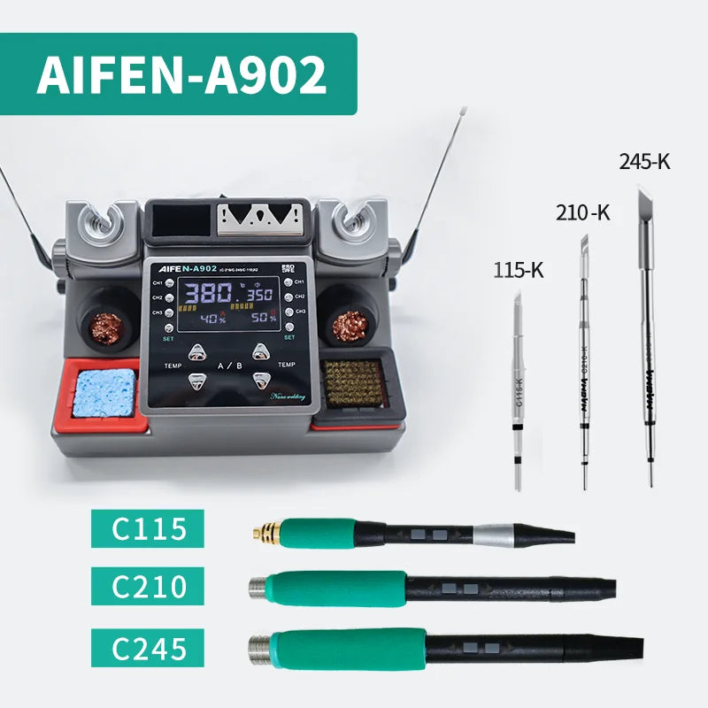 AIFEN A902 Soldering Station – Double Station C115, C210, C245 for Cell-Phone PCB & IC Repair Soldering Tools