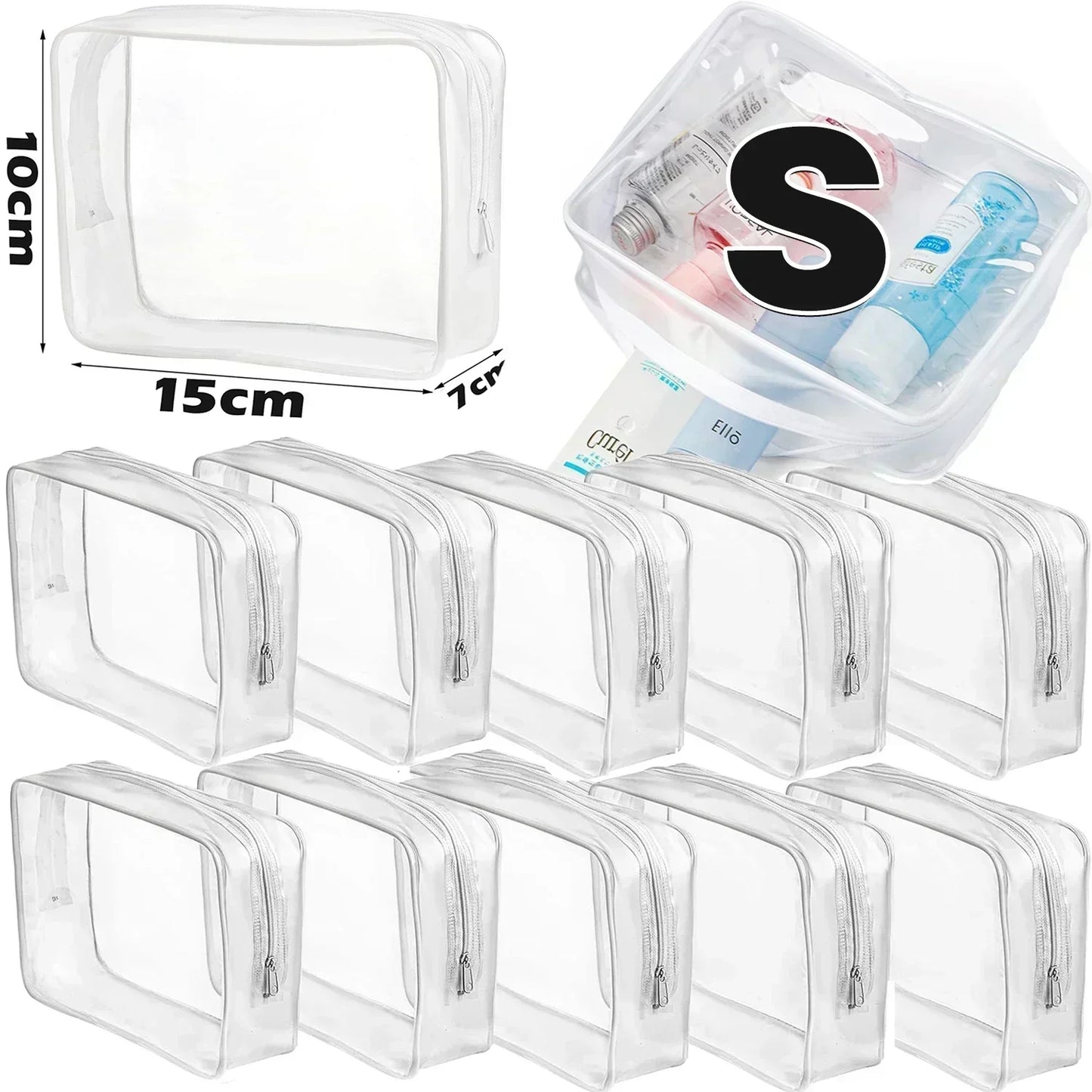 1/20PCS Transparent PVC Travel Organizer — Clear Makeup & Cosmetic Bag, Toiletry & Beauty Case