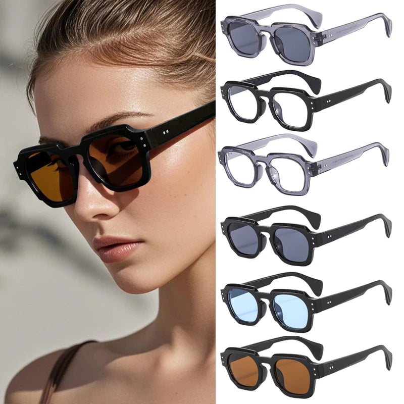 6PCS Square Anti Blue Light Glasses - Fashion Luxury Eyewear for Women Men Outdoor Driving and Daily Wear