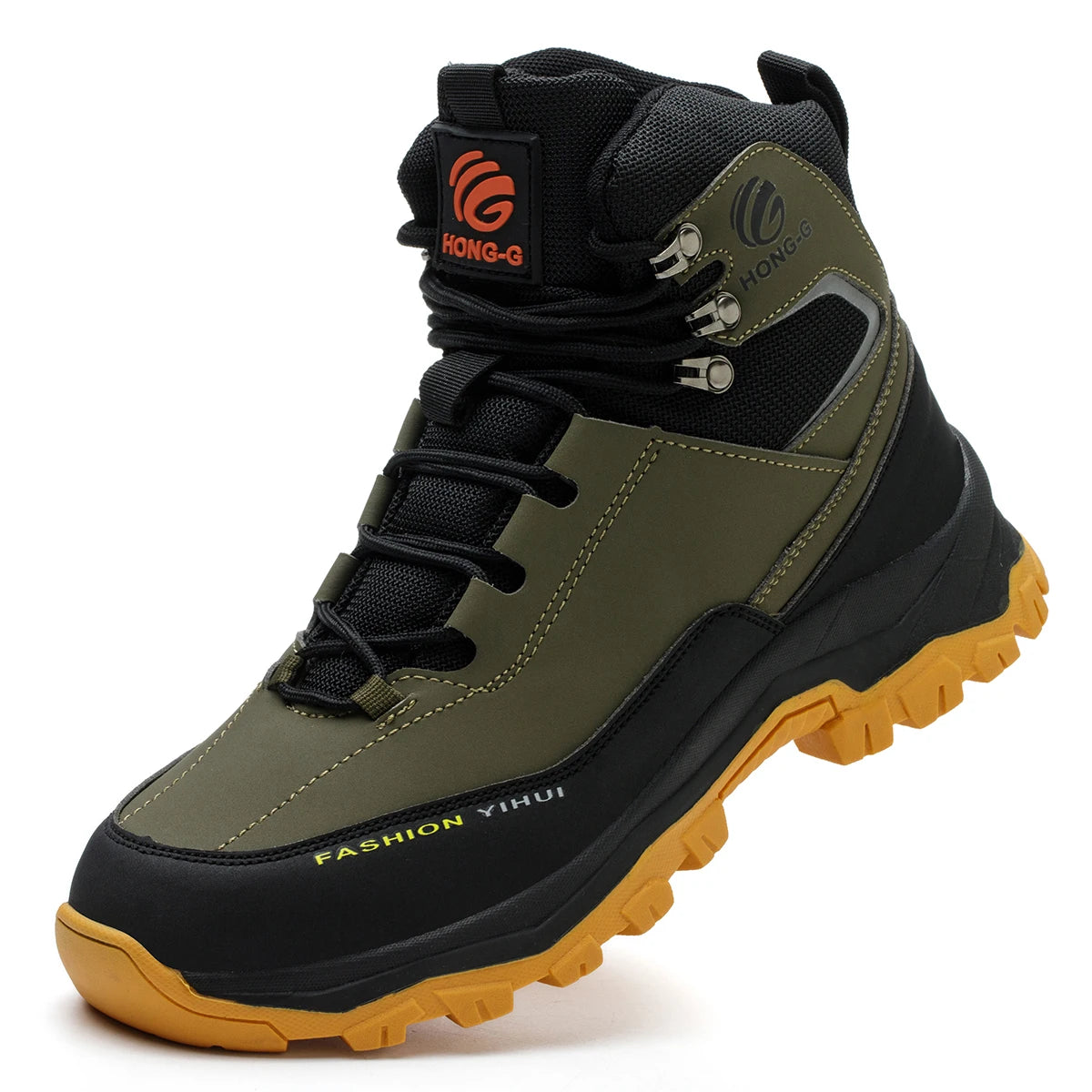 Rotary Buckle Men’s Work Boots – Steel Toe Safety Shoes, Anti-Smash & Puncture-Proof, Sizes 38-47