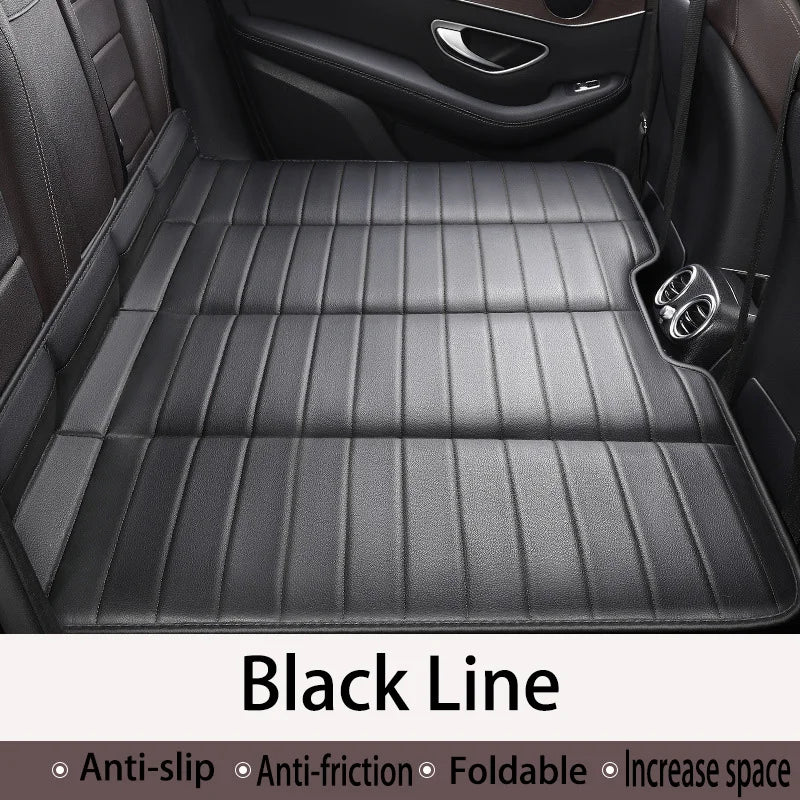 Foldable Car Travel Bed for Rear Seat – Wear-Resistant PU Sleeping Pad Mattress for SUV & Sedan Trips