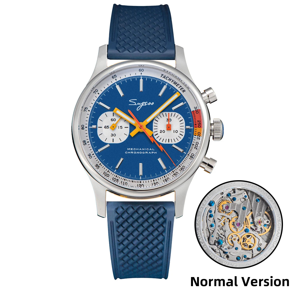 Sugess Men's Chronograph Mechanical Watch – Seagull ST19 Swan Neck Movement with Sapphire Crystal Racing V2