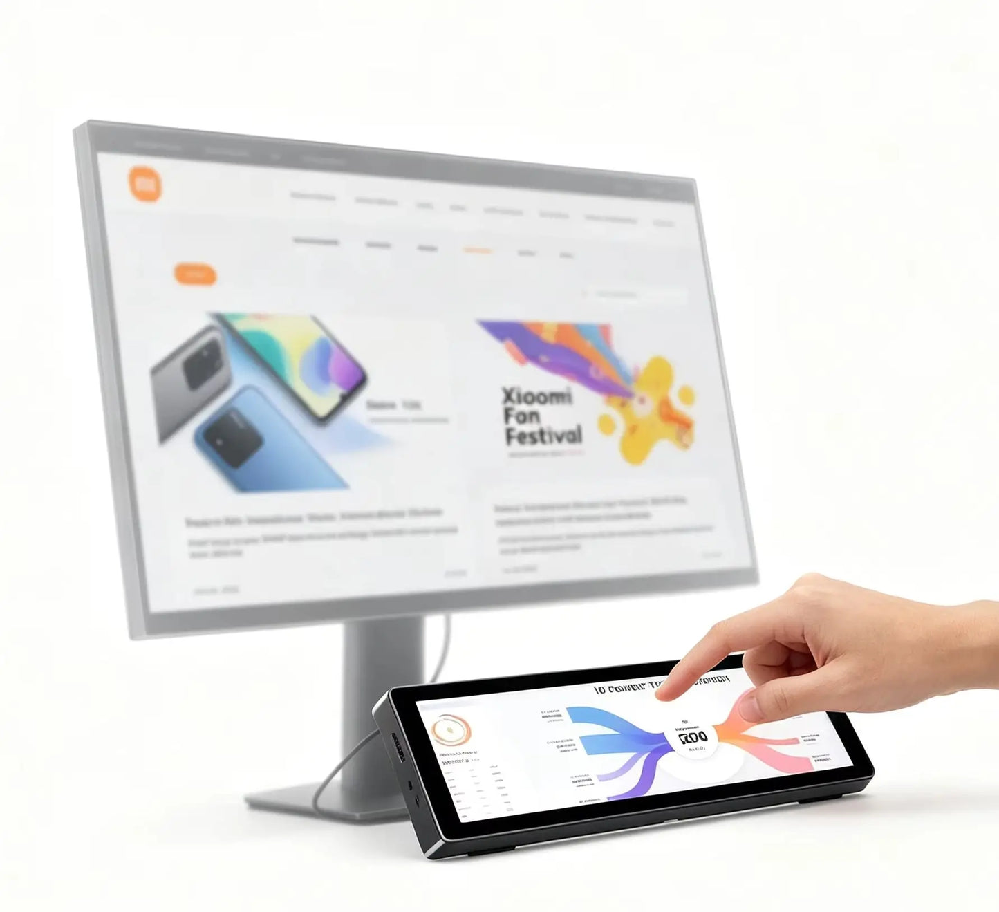 8.8-Inch Chassis Secondary LCD Touch Screen - 1920×480 Long Display with Built-In Stand & AIDA64 Support