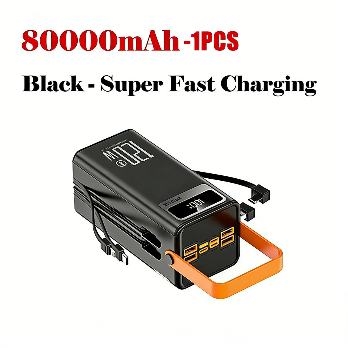 120W 100000mAh Fast Charging Power Bank - Large Capacity Portable Outdoor Power Supply for Camping and Travel