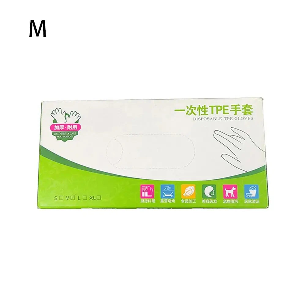 100PCS Disposable Food-Grade Gloves – Transparent Non-Slip TPE Safety Cleaning Gloves, Latex-Free & Portable