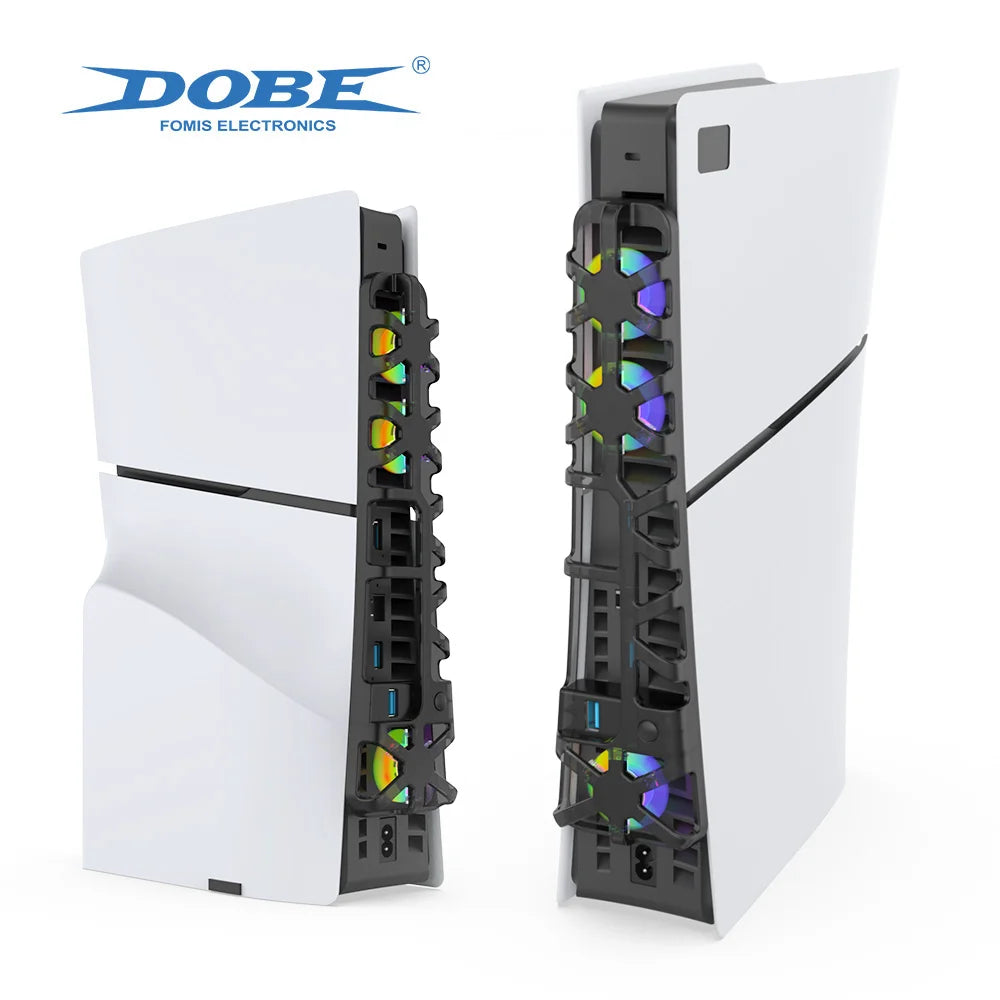 DOBE Cooling Fan for PS5 Slim β Disc & Digital Edition with RGB Lighting and USB 3.0 Port TP5-3538S