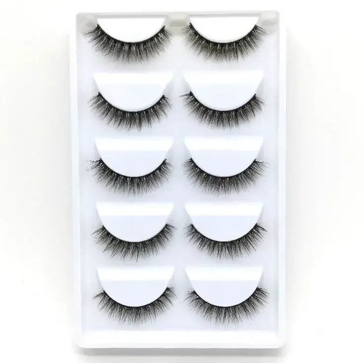 5 Pairs 3D Real Mink False Eyelashes β Soft Natural Look Eyelash Extensions for Makeup & Daily Wear