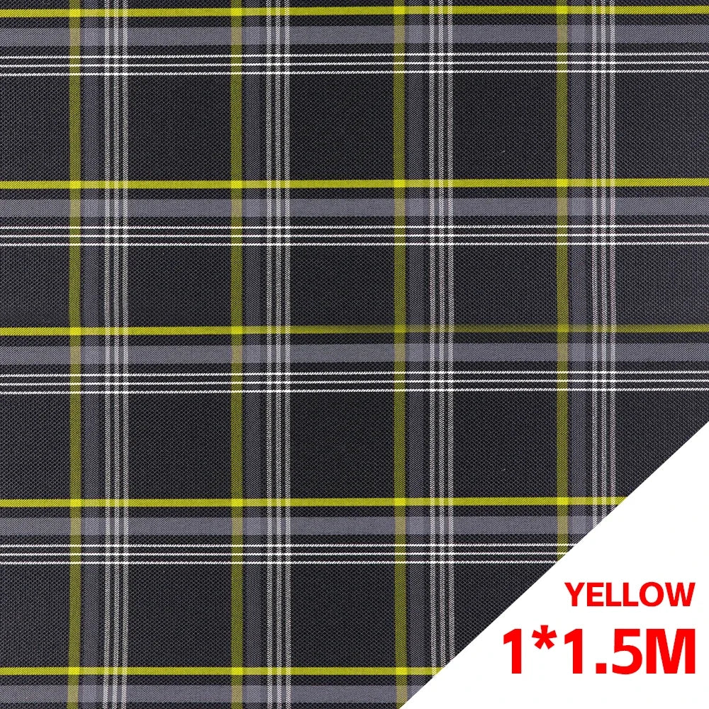 JDM Plaid Car Seat Cover Fabric - 1 × 1.5M Vintage Classic Interior Upholstery Cloth