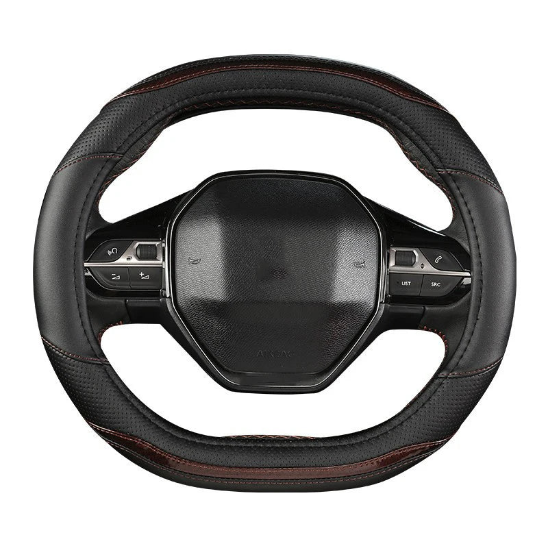 Peugeot 3008/4008/5008 Carbon Fiber & PU Leather Steering Wheel Cover — Car Interior Accessory