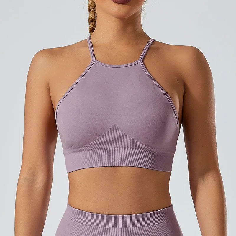 Women’s Shockproof Fitness Sports Bra – Push-Up Crop Top for Gym, Yoga & Workout
