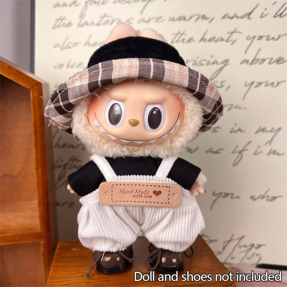 17cm Mini Plush Doll Clothes — Kpop EXO Labubu Idol V1 V2 Outfit Set with Sweater & Headband, Doll Accessories Gift