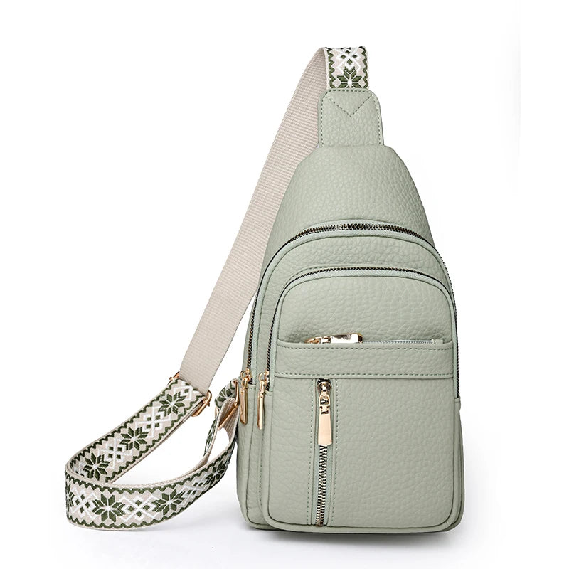 2024 New Women's PU Leather Chest Bag – Fashion Crossbody Shoulder Bag, High-Quality Casual Sac à Main