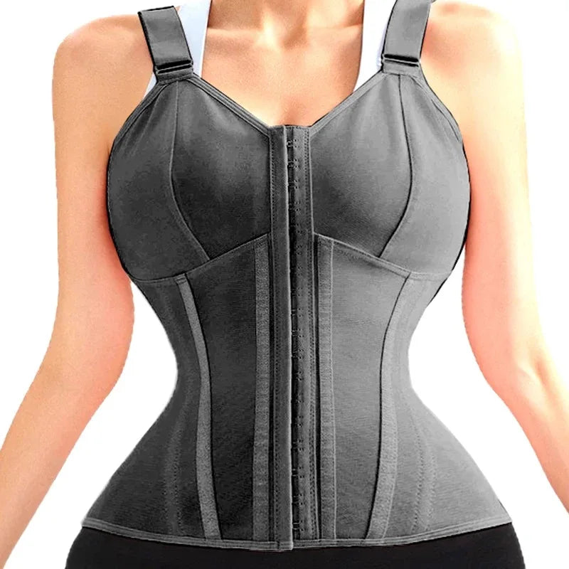 Double Compression Waist Trainer Corset β 17 Steel Bone Body Shaper Vest Bra, Flat Belly Slimming Fajas Colombianas