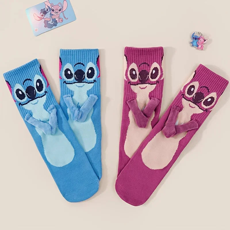 Disney Stitch Hand-in-Hand Sock Magnet β Fun Cartoon Fashion, Soft & Comfortable Christmas Stocking Toy Gift for Kids & Adults