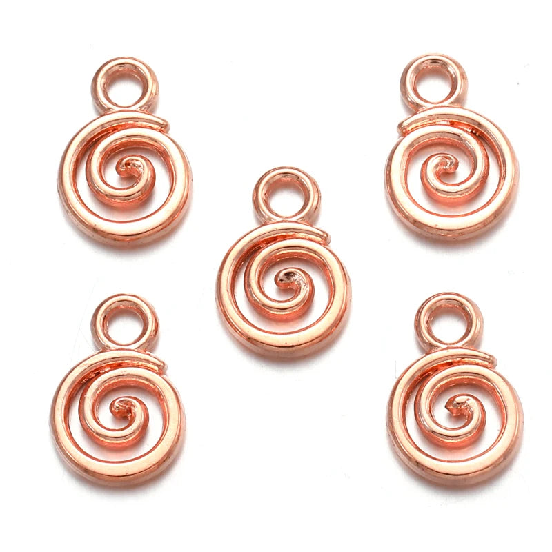 40pcs Swirl Alloy Charms - 6-Color Metal Pendants for DIY Handmade Jewelry Making & Accessories