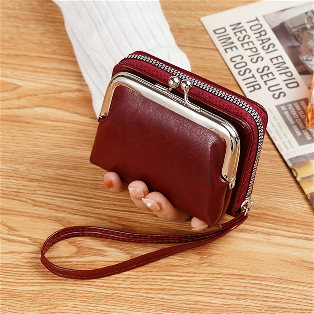 Women’s Fashion Wrist Strap Wallet – Retro Buckle Purse with Large Capacity & Multi Card Slots