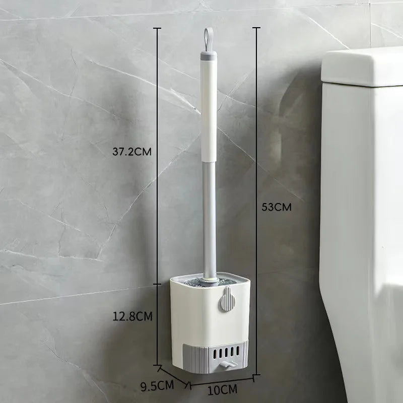 Wall-Mounted Toilet Brush Set β Long Handle Flexible Bathroom Cleaning Tool with Holder