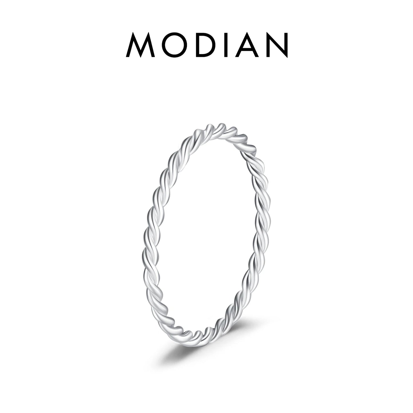MODIAN 925 Sterling Silver Stackable Ring – Classic Wave Geometric Finger Ring, Fashion Jewelry for Women