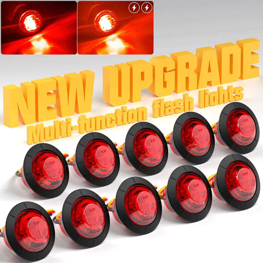 10PCS Strobe LED Side Marker Lights – 12-24V Clearance Indicator for Cars, Trucks, Trailers & RVs