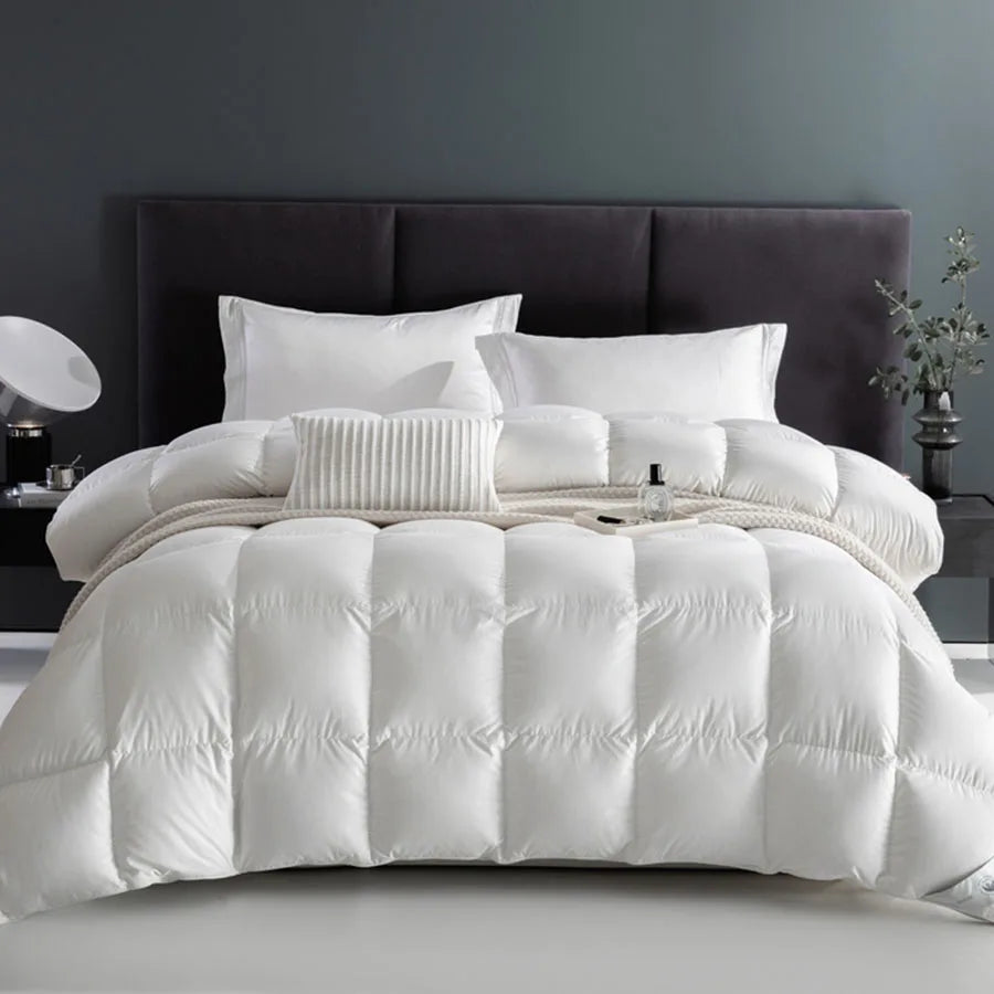 KDJEIKZ Winter Cotton Goose Down Quilt – Five-Star Hotel Duvet, Super Soft & Fluffy for Queen, King & Full Size, All-Season Blanket