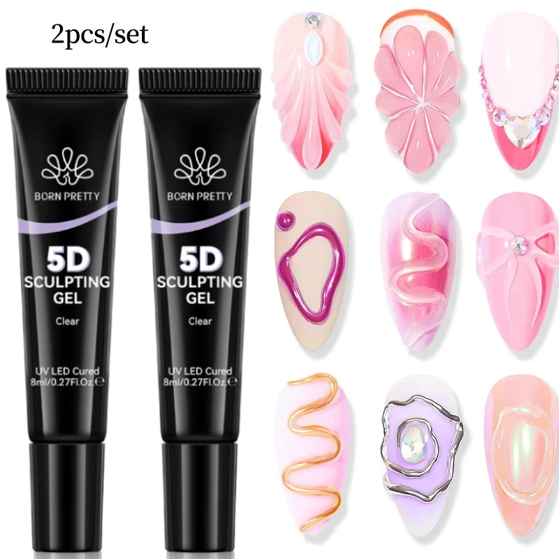 BORN PRETTY 30ML Nail Rhinestone & Gem Glue Gel β 3D Sculpting Adhesive for Nail Art, Flower Carving & DIY Decoration