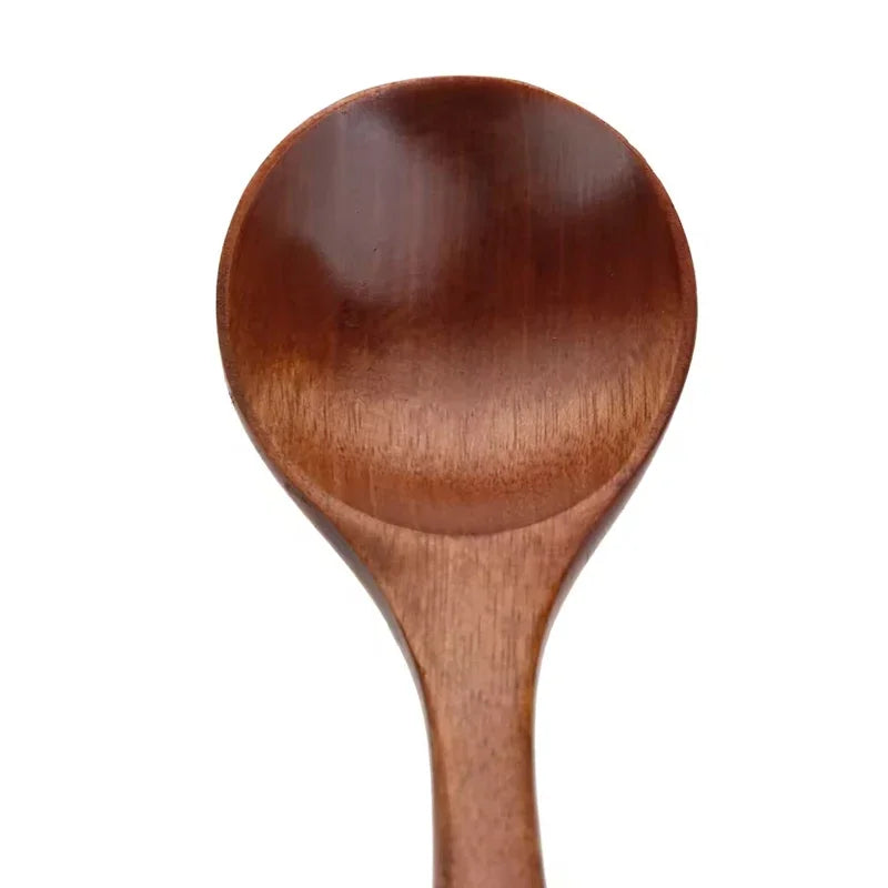 6Pcs Wooden Spoon Set – Natural Wood Kitchen Utensils for Soup, Dessert & Dinner Serving