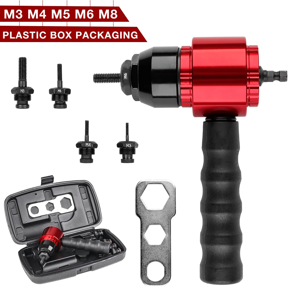 Electric Rivet Nut Gun – M3-M8 DIY Home Riveting Tool, Plug-in Converter for Electric Drill