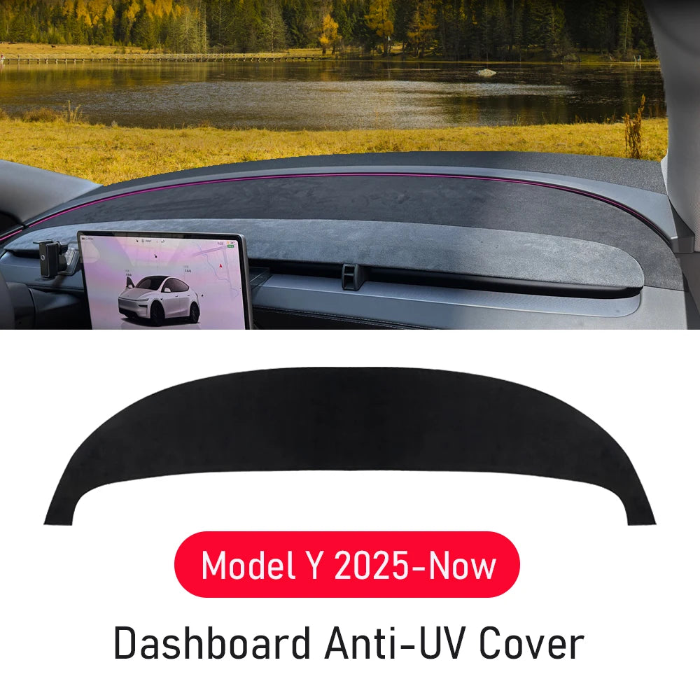 Tesla Model Y Juniper 2025–2026 Dashboard Cover - Suede Anti-UV Sunshade Mat with Non-Slip Protection