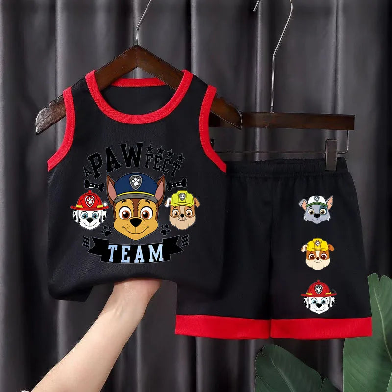 PAW Patrol Kids Basketball Outfit Set - Breathable Mesh Vest & Shorts 2-Piece Summer Clothes