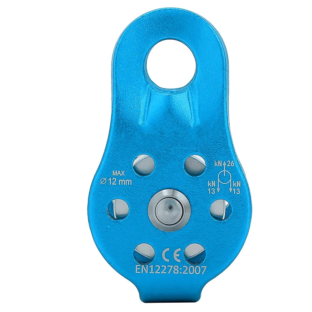 26KN Aluminium Alloy Heavy Duty Swivel Rope Pulley Block β Single Pulley Wheel for 12mm Climbing Rope