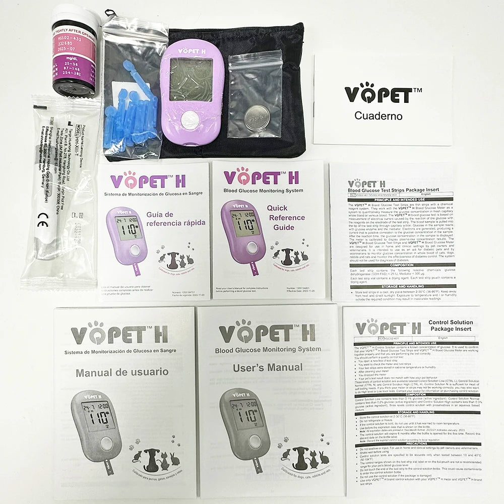 Pet Blood Glucose Meter - Digital Blood Sugar Monitoring System for Dogs and Cats with Diabetes Management Accessories