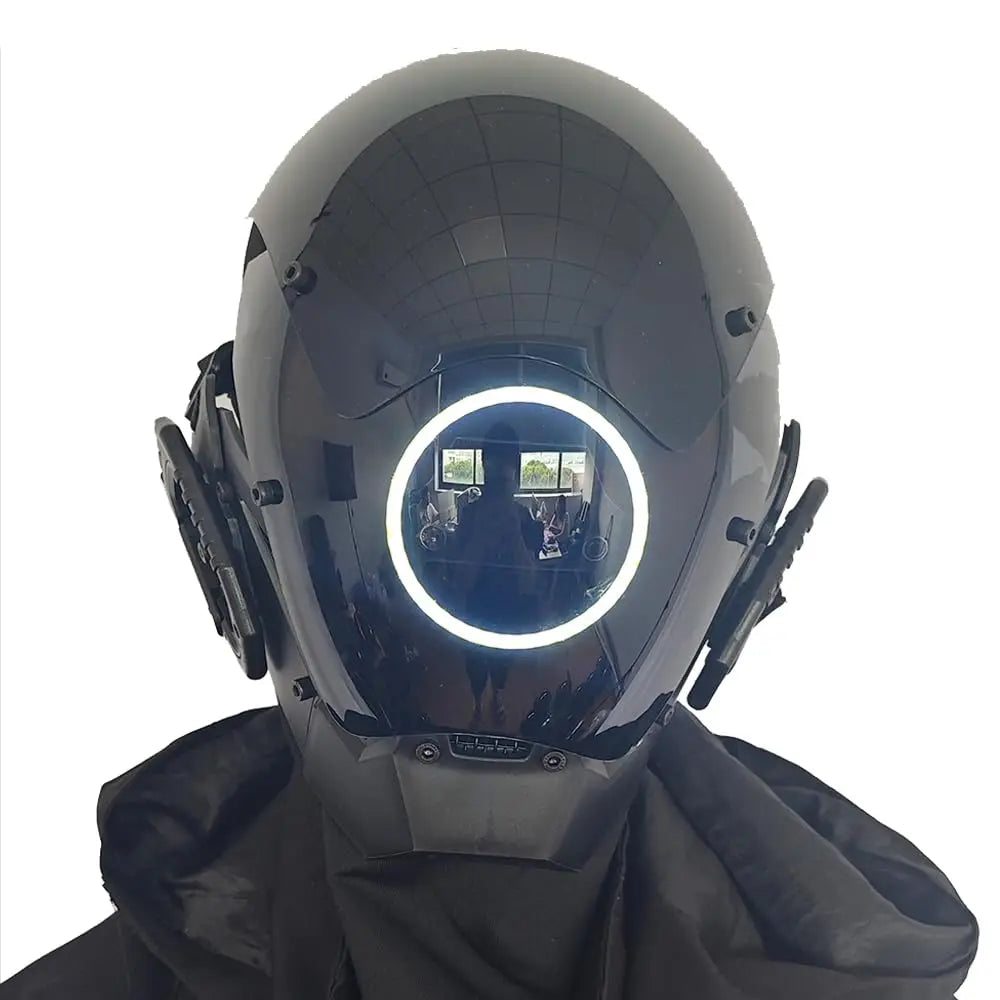 JAUPTO Punk Mask Cosplay for Men & Women – LED Round Light Mask for Halloween, Party & Music Festival Accessories