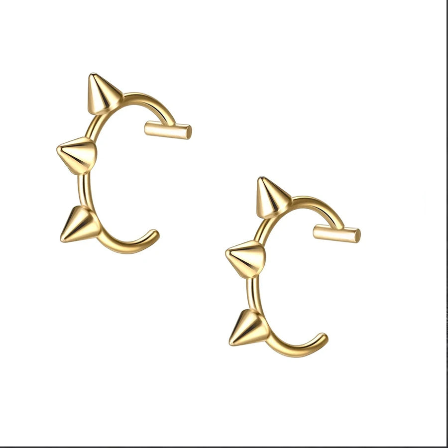 2PCS Trendy 10mm Stainless Steel Punk Clip-On Fake Piercing – Unisex Nose & Lip Rings, Tusk Body Jewelry for Men & Women