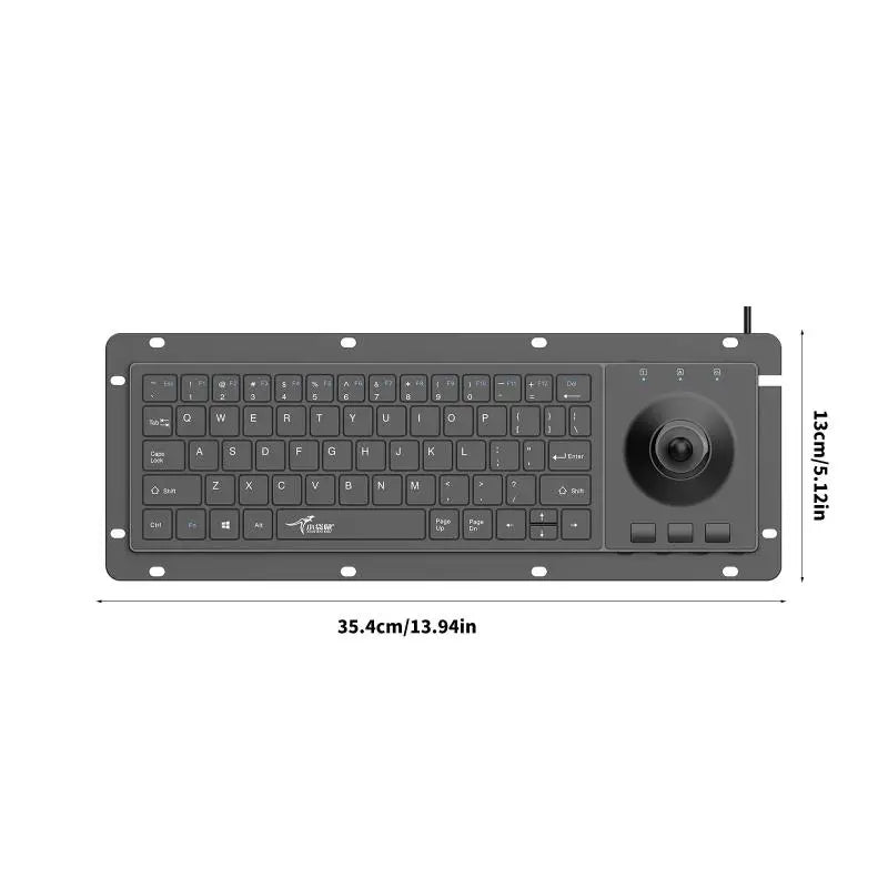 64-Key USB Industrial Keyboard - Embedded Trackball & Silent Keys for Office and Factory Use D2RC