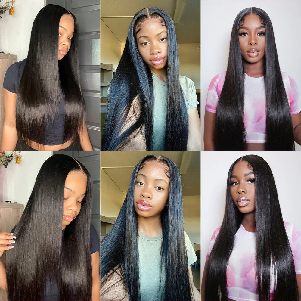 Queenlike Straight Human Hair Bundles β Brazilian Raw Hair Weave with 2x6 Deep Kim Closure