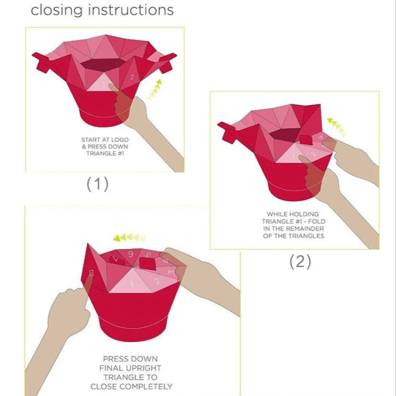 Foldable Red Silicone Popcorn Maker: High-Quality Kitchen DIY Tool for Easy Microwave Popcorn - Popcorn Bucket Bowl